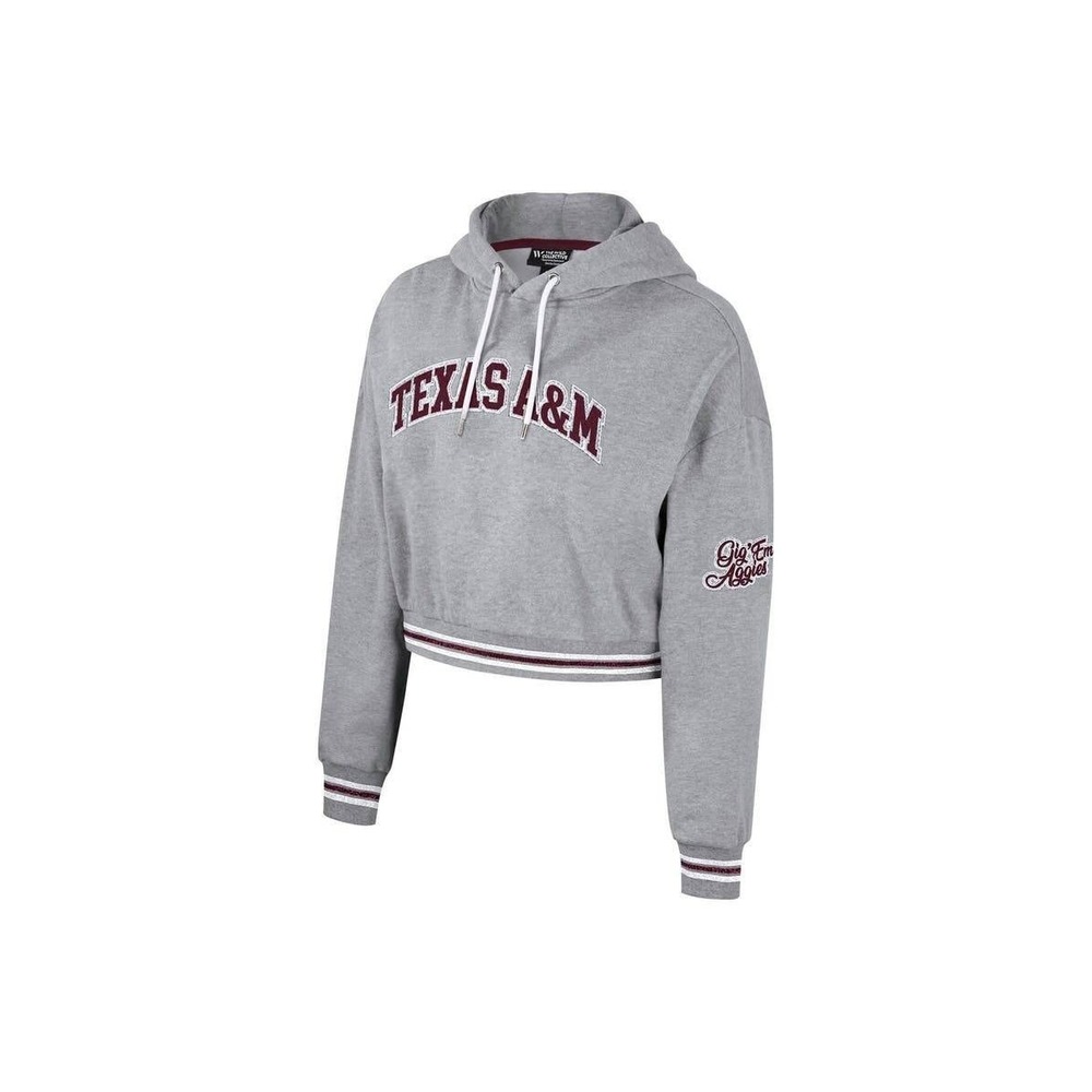 The Wild Collective NWT Gray Texas A&M Aggies Cropped‎ Shimmer Hoodie Large